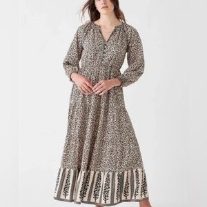 Gray and Black Ruffled Maxi Dress